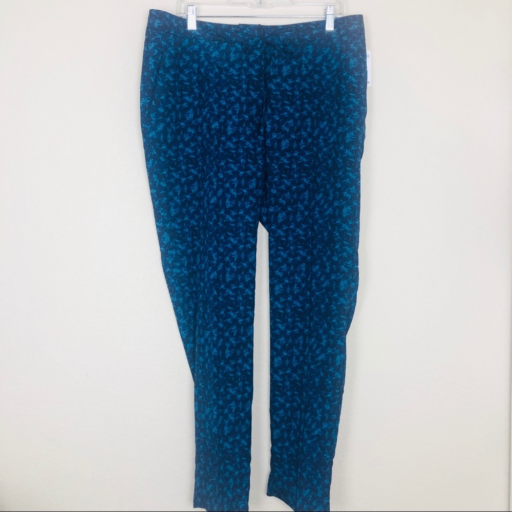 H&M blue tie front ankle pants
